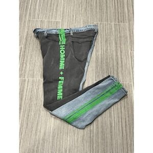 Men's Relaxed Two-Tone Jeans with Green Stripe Detail